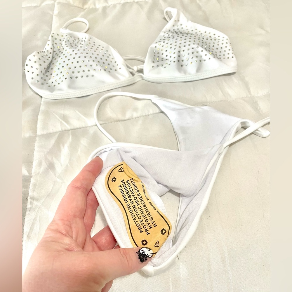 White Rhinestone Bikini Set - Picture 9 of 11